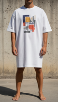 Camiseta oversized Chalk White con print editorial