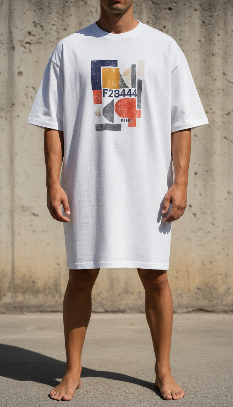Camiseta oversized Chalk White con print editorial