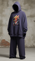 Sudadera oversized Urban Violet con gráfico motivacional